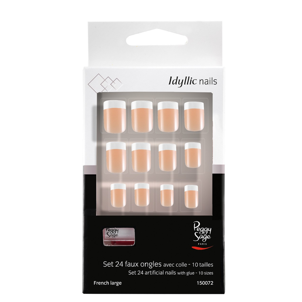 PEGGY SAGE 150072 SET 24 UNGHIE FINTE IDYLLIC NAILS FRENCH LARGE