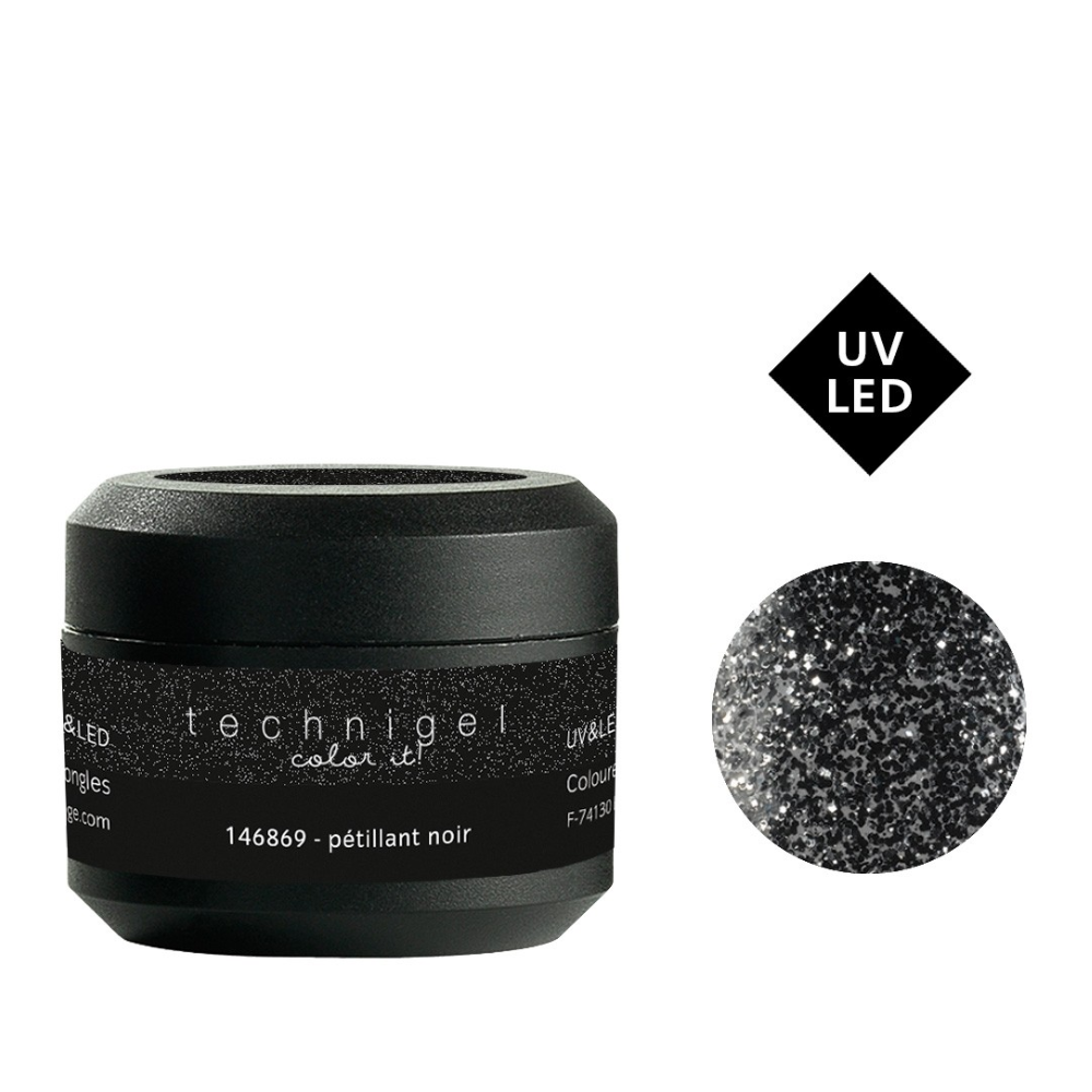 PEGGY SAGE 146869 GEL UV/LED COLORATO PER UNGHIE PÉTILLANT NOIR 5GR