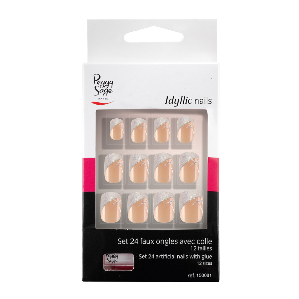 PEGGY SAGE 150081 SET 24 UNGHIE FINTE IDYLLIC NAILS SHINY FRENCH