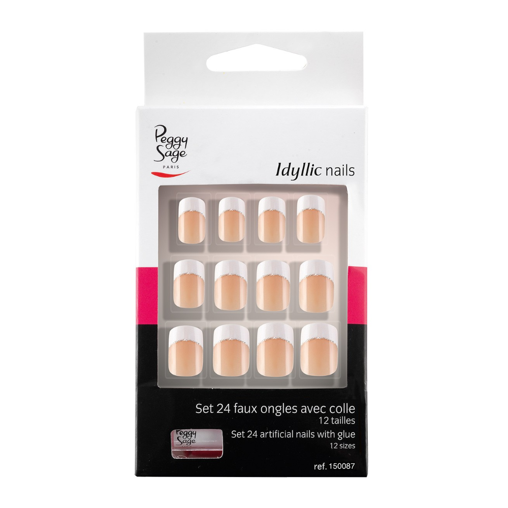 PEGGY SAGE 150087 SET 24 UNGHIE FINTE IDYLLIC NAILS SILVER FRENCH