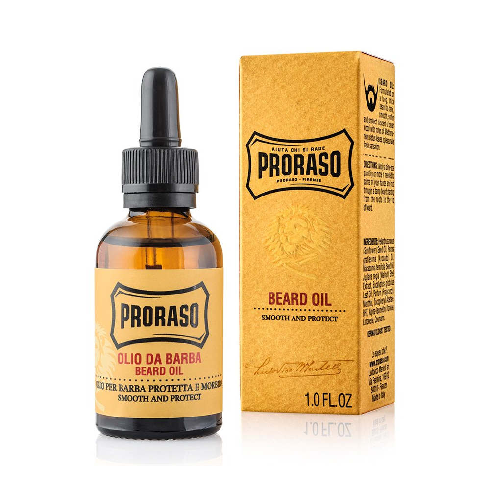 PRORASO OLIO DA BARBA BEARD OIL WOOD AND SPICE 30ML ARANCIO