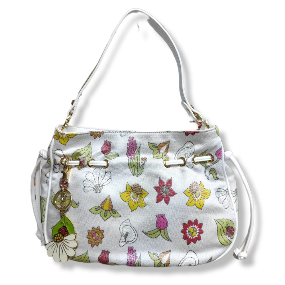 BRACCIALINI BORSA JACQUARD B6813 FIORI BIANCO