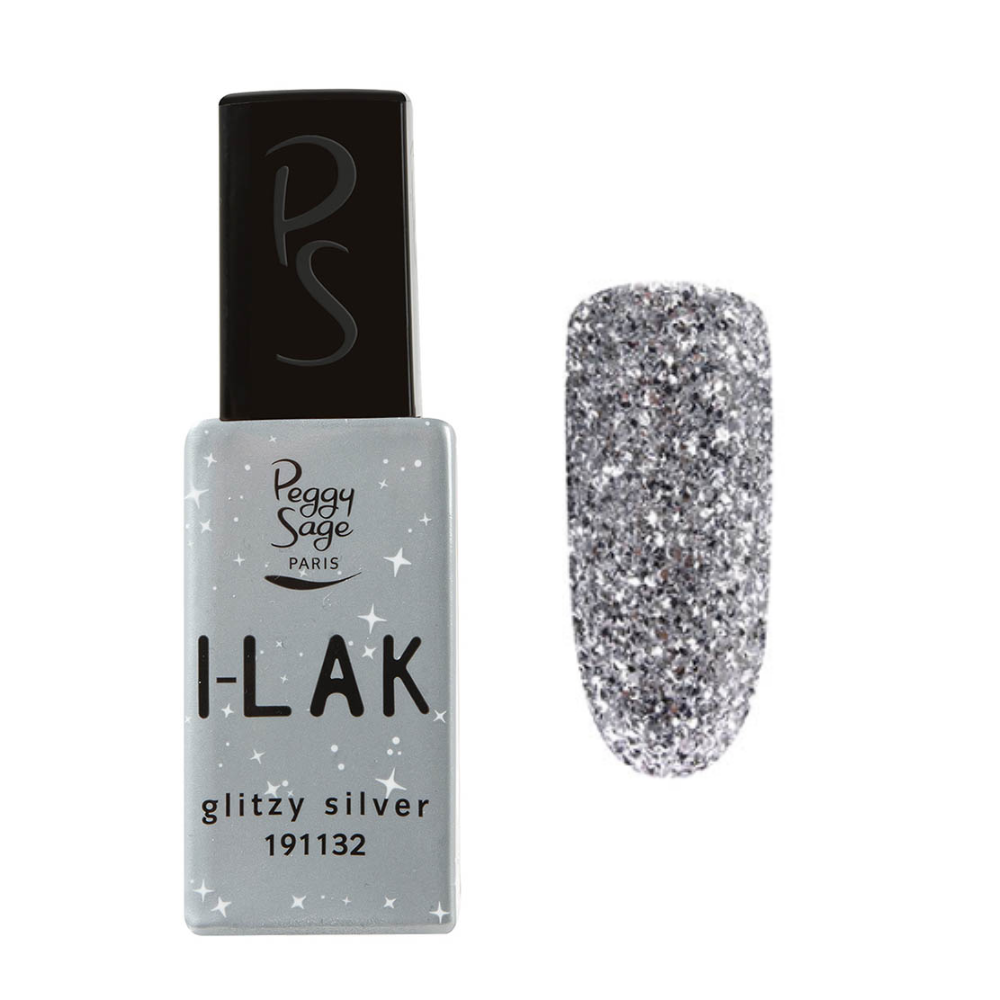 PEGGY SAGE 191132 I-LAK SOAK OFF GEL POLISH GLITZY SILVER 11ML