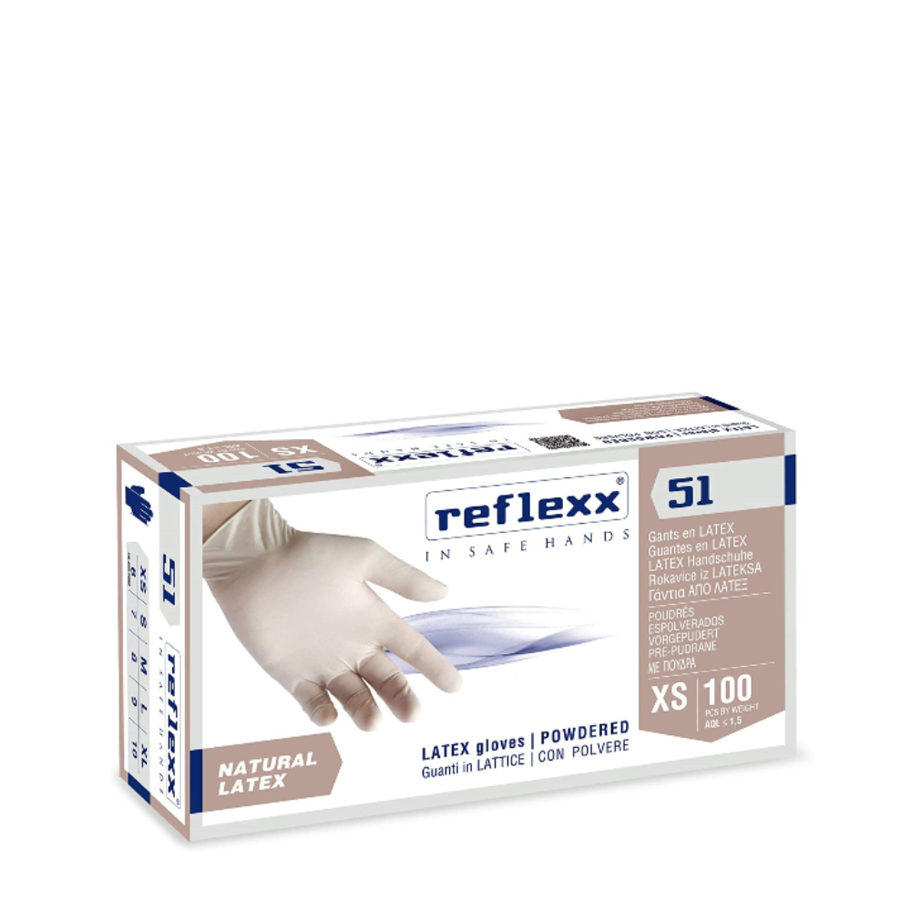REFLEXX 51 GUANTI LATTICE CON POLVERE 100PZ R51