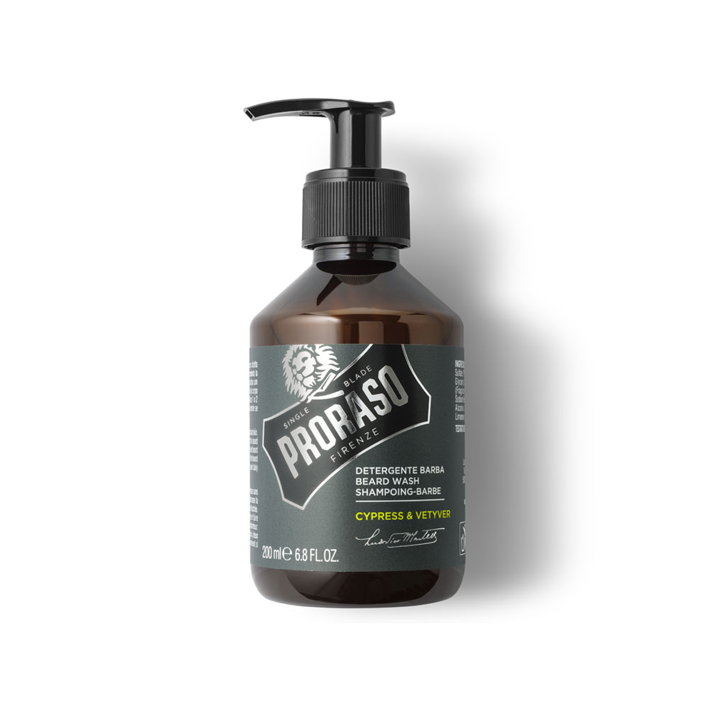 PRORASO DETERGENTE BARBA BEARD WASH CYPRESS & VETYVER 200ML VERDE