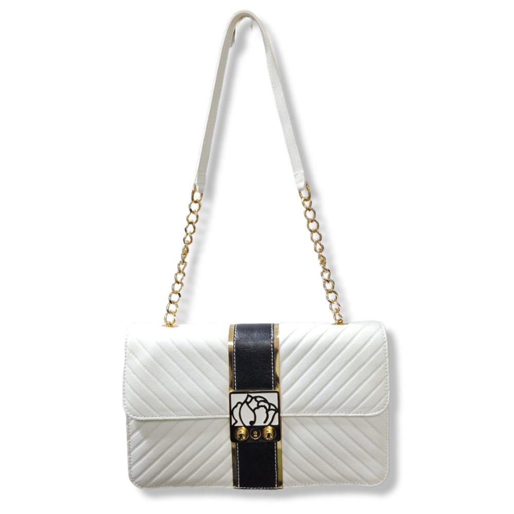 BRACCIALINI BORSA GINSENG B10422 BIANCO E NERO 019