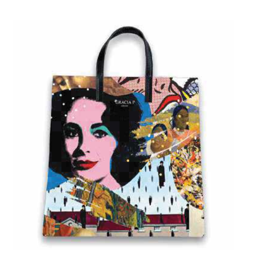 GRACIA P COLLECTION BORSA SHOPPER VASO ART MIX