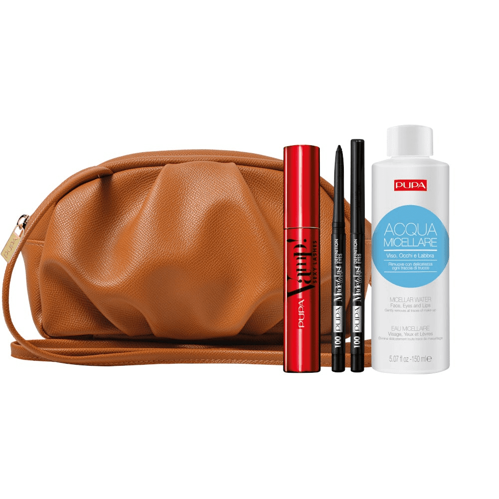 -PUPA CONF. POCHETTE+MASCARA VAMP SEXY LASHES+MATITA OCCHI+ACQUA MICELLARE 150ML