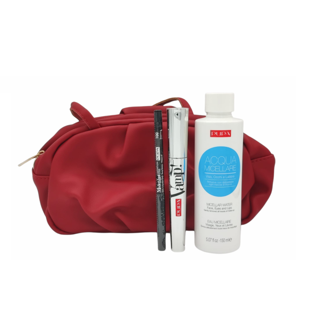 -PUPA CONF. POCHETTE+MASCARA VAMP+MATITA OCCHI+ACQUA MICELLARE