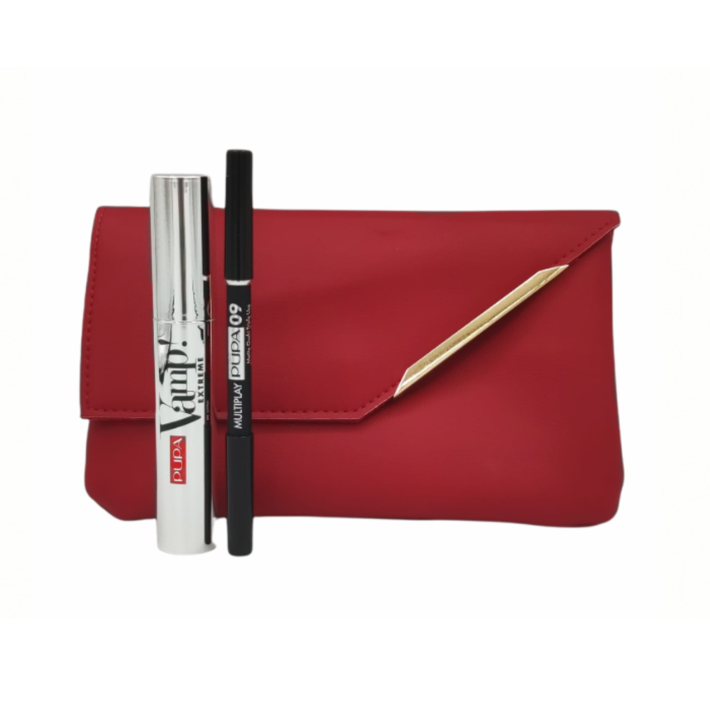 -PUPA CONF. POCHETTE+MASCARA VAMP EXTREME+MATITA OCCHI TRIPLO USO