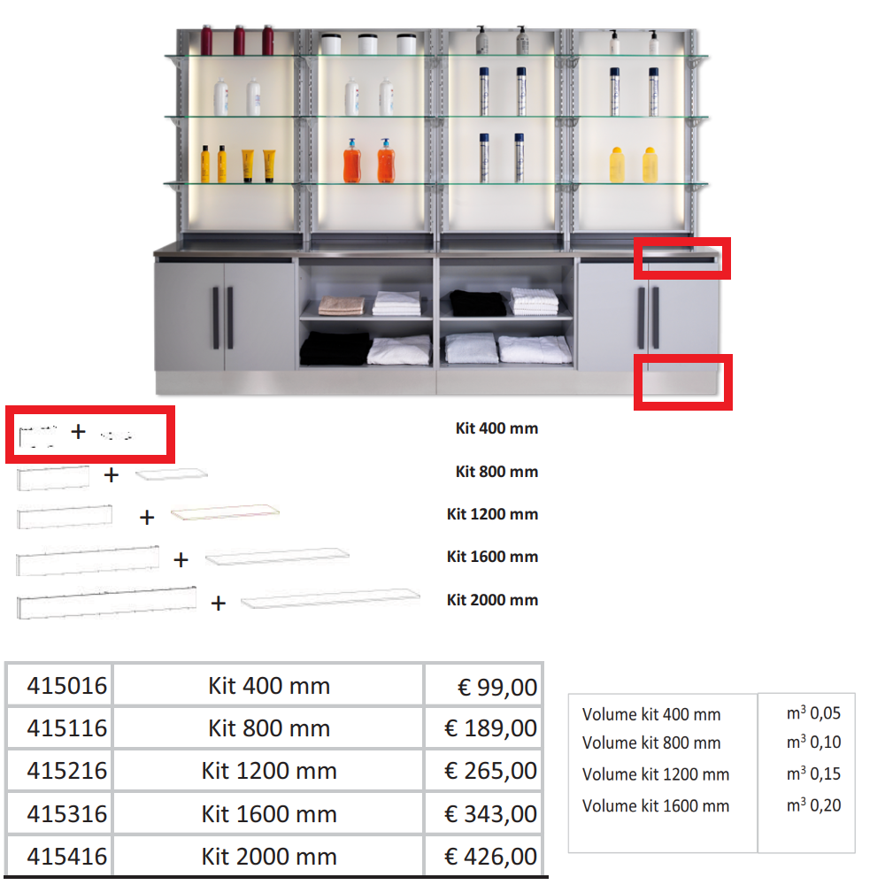 AGV GV DESIGN 415016 SERVIMOB KIT PIANO E FASCIA BASE INOX KIT 400MM