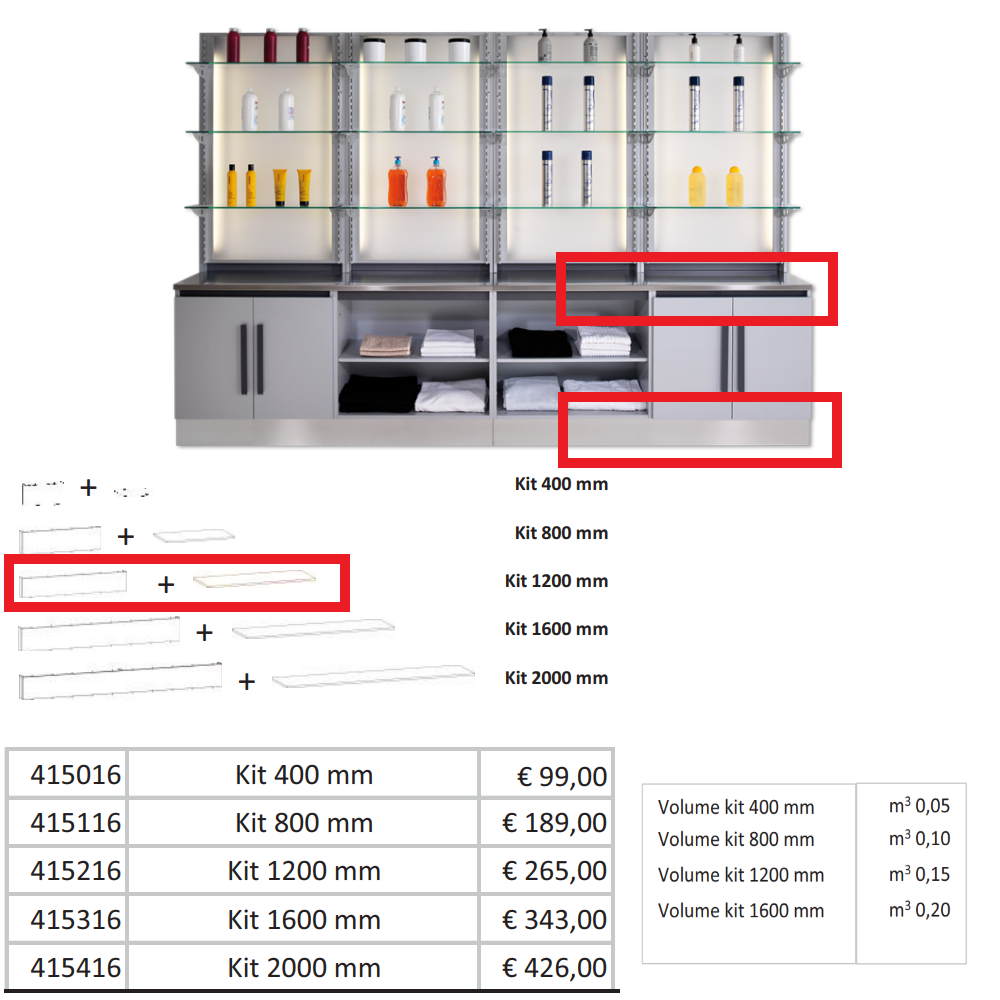 AGV GV DESIGN 415216 SERVIMOB KIT PIANO E FASCIA BASE INOX KIT 1200MM
