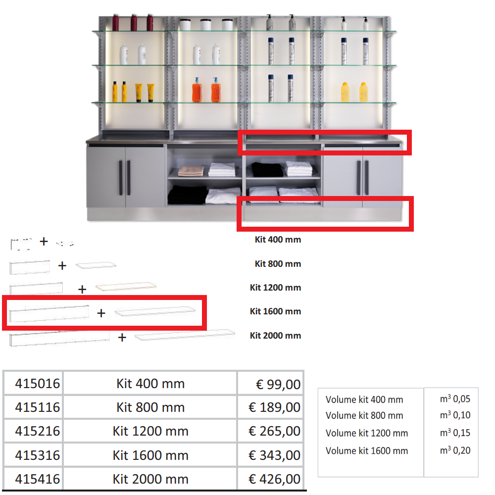 AGV GV DESIGN 415316 SERVIMOB KIT PIANO E FASCIA BASE INOX KIT 1200MM