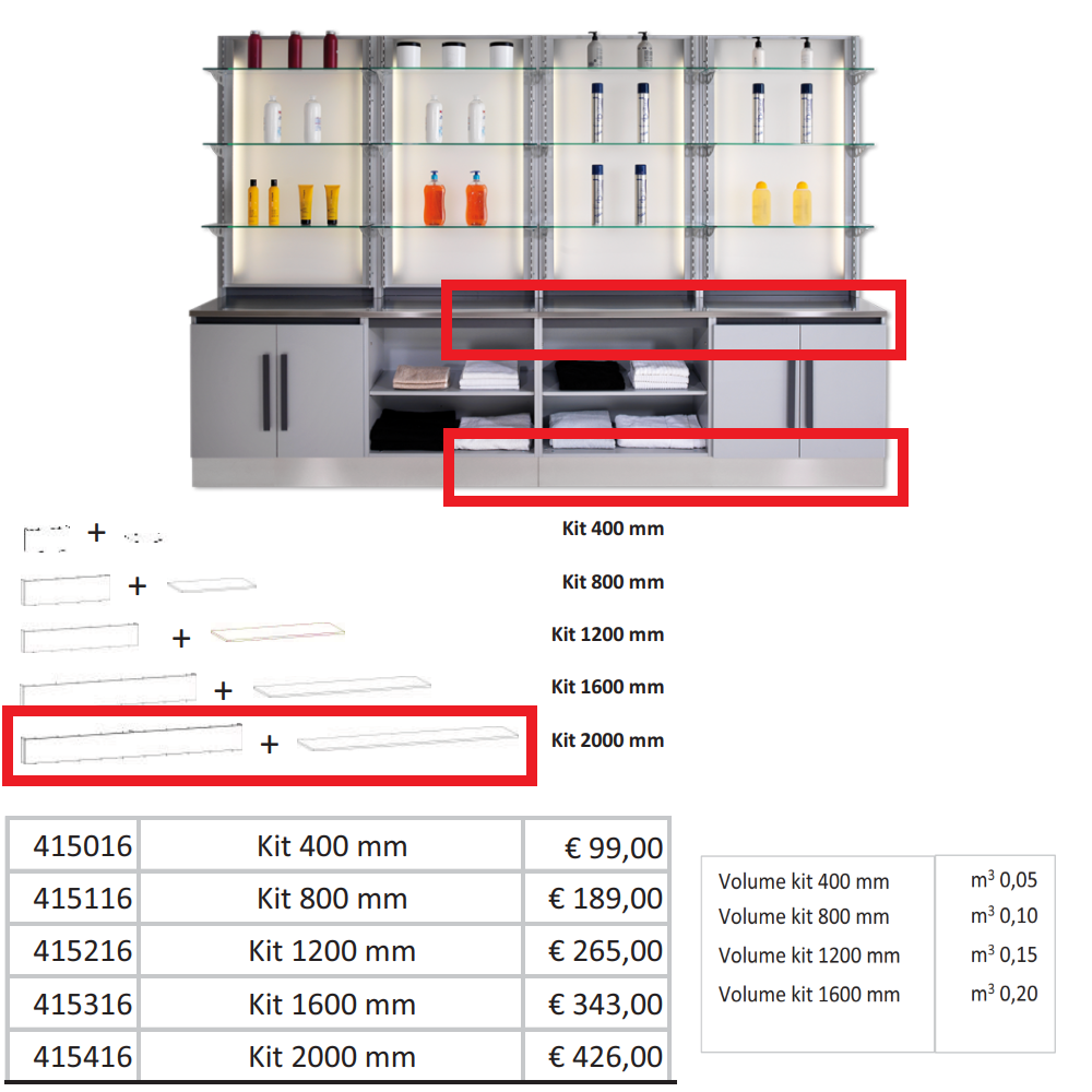 AGV GV DESIGN 415416 SERVIMOB KIT PIANO E FASCIA BASE INOX KIT 2000MM