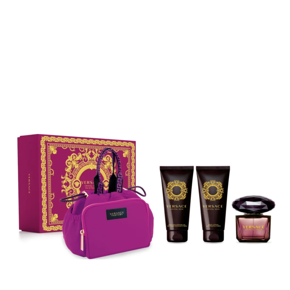 VERSACE CRYSTAL NOIR CONF. SHOWER GEL 100ML+BODY LOTION 100ML+EDT 90ML+ MAKE UP CASE