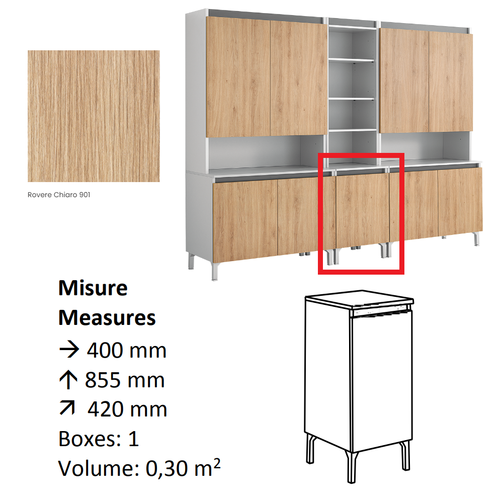 AGV DIFFUSION 424648 UTILE G ROVERE/OAK 901 MOBILE DI SERVIZIO