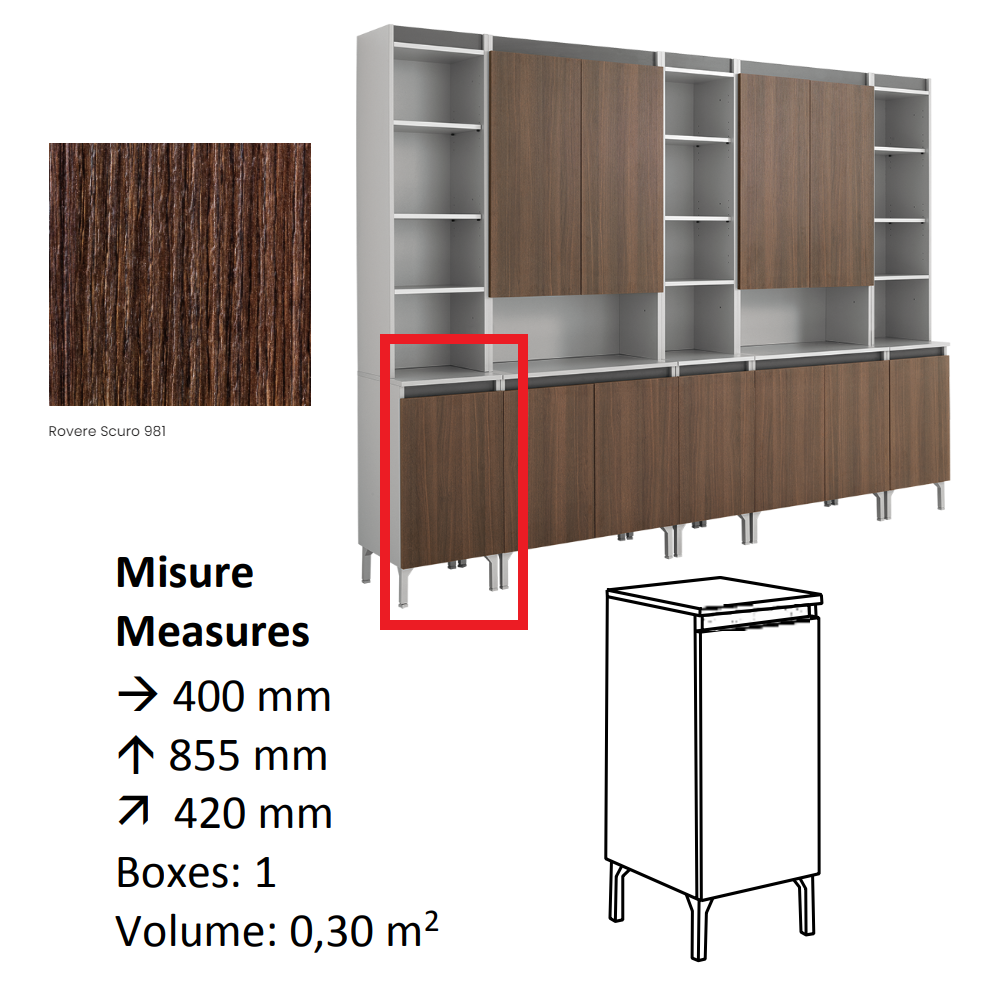 AGV DIFFUSION 424649 UTILE G ROVERE/OAK 981 MOBILE DI SERVIZIO