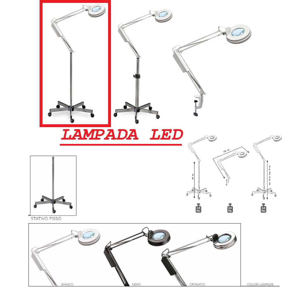 ELETTRO BEAUTY LAMPADA LUCE LED CON STATIVO FISSO LAMPADA 3 DIOTTRIE LF.LED3ST1