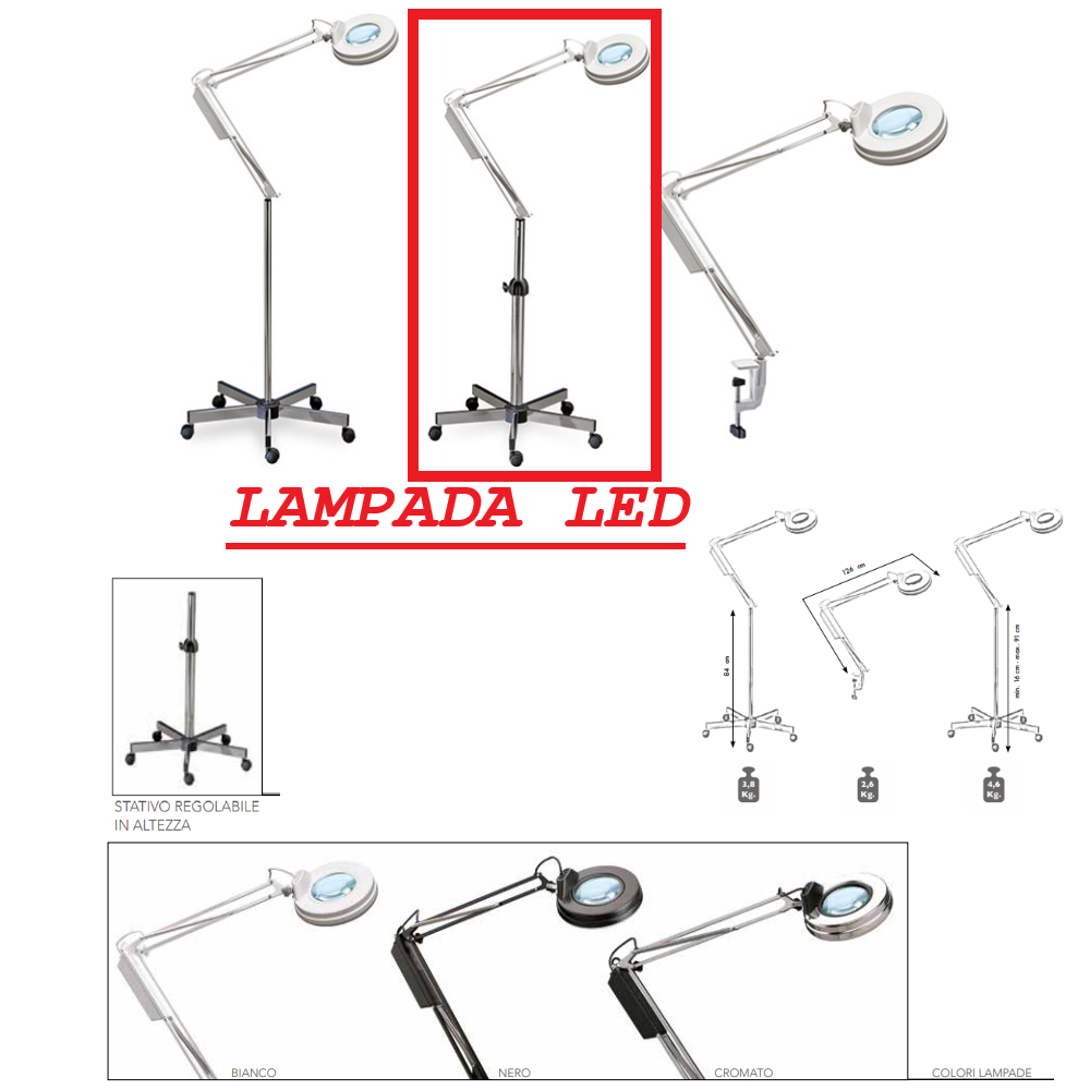 ELETTRO BEAUTY LAMPADA LUCE LED CON STATIVO REGOLABILE LAMPADA 3 DIOTTRIE LF.LED3ST21
