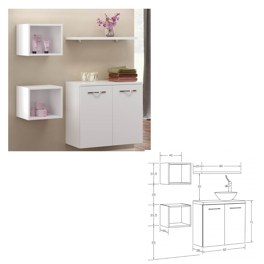 MUSTER 4814C LAVINIA COMPOSIZIONE MOBILE DI SERVIZIO CON LAVELLO