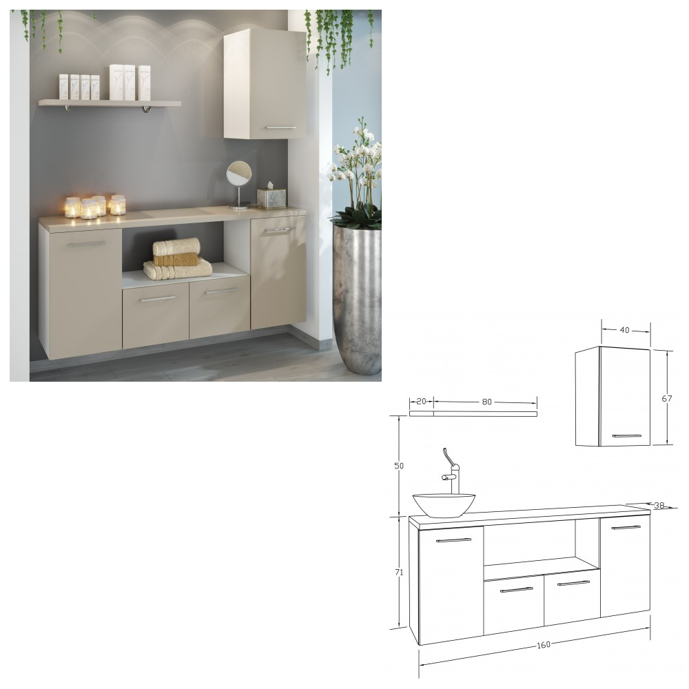 MUSTER 4818C LORY COMPOSIZIONE MOBILE DI SERVIZIO CON LAVELLO