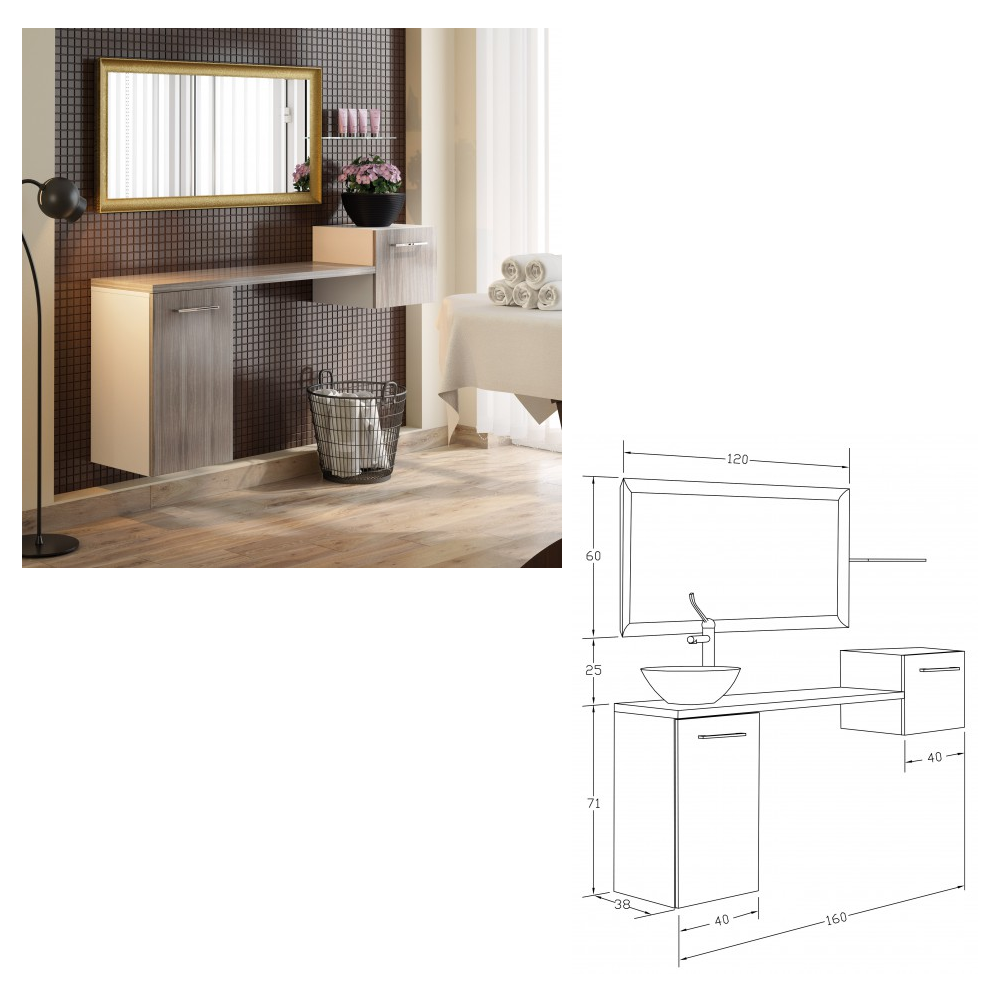 MUSTER 4819C GRAZIA COMPOSIZIONE MOBILE DI SERVIZIO CON LAVELLO