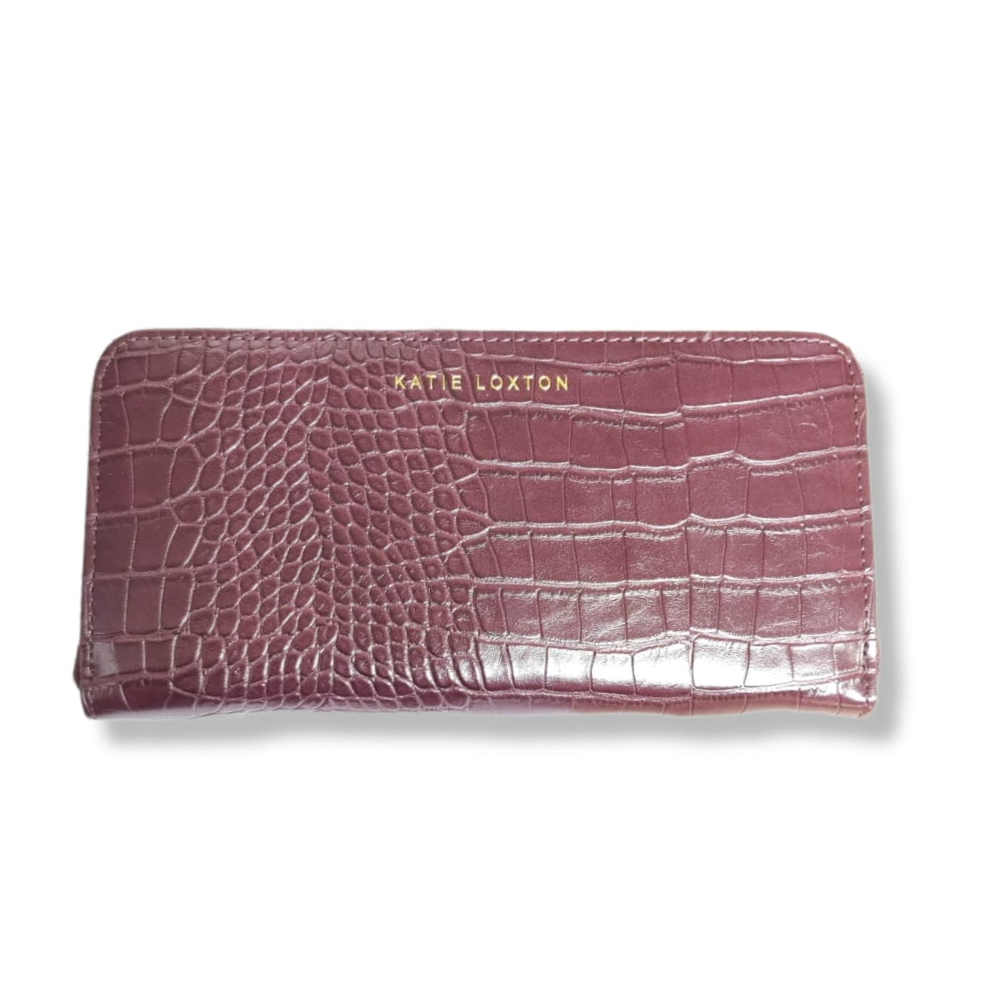 KATIE LOXTON PORTAFOGLI FAUX CROC PURSE WINE KLB2387