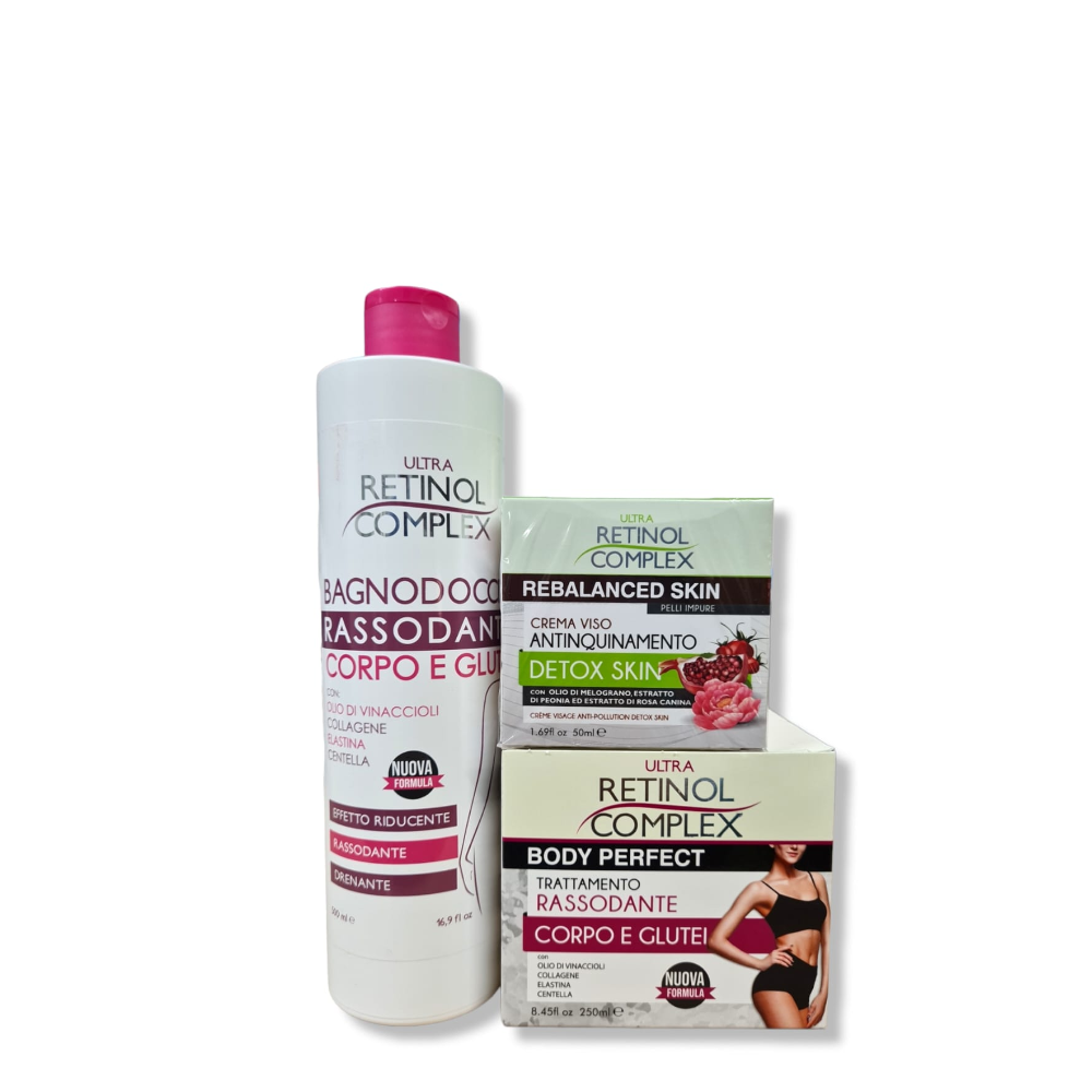 RETINOL COMPLEX CONF. TRATTAMENTO RASSODANTE 250ML+CREMA VISO DETOX 50ML+BAGNODOCCIA RASSODANTE 500ML