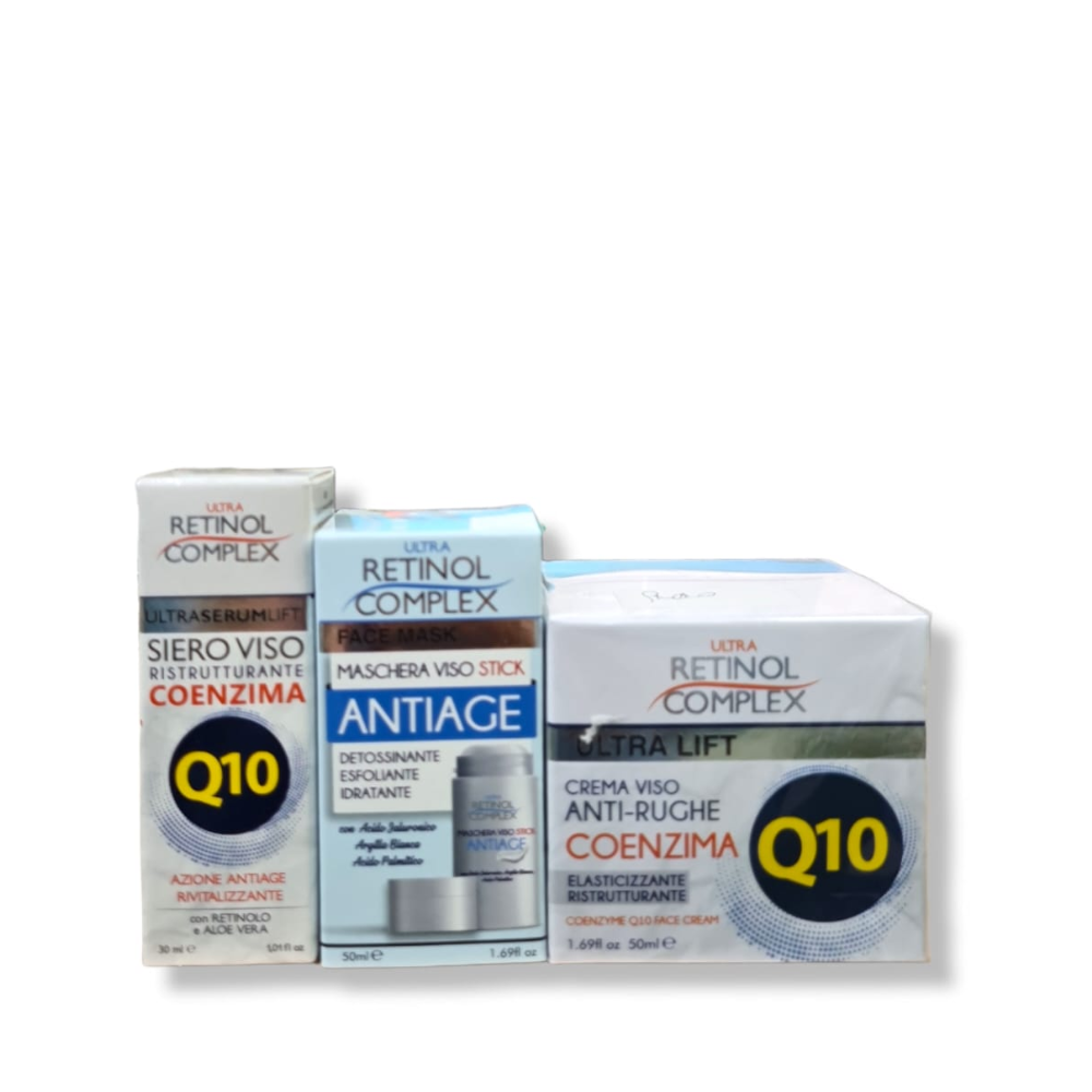 RETINOL COMPLEX CONF. SIERO VISO COENZIMA Q10 30ML+CREMA VISO COENZIMA Q10 50ML+STICK VISO ANTIAGE 50ML