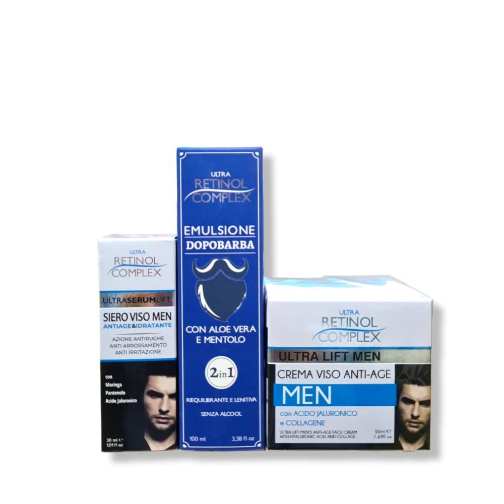 RETINOL COMPLEX CONF. UOMO CREMA VISO ANTIAGE 50ML+SIERO VISO ANTIAGE 30ML+DOPOBARBA 100ML