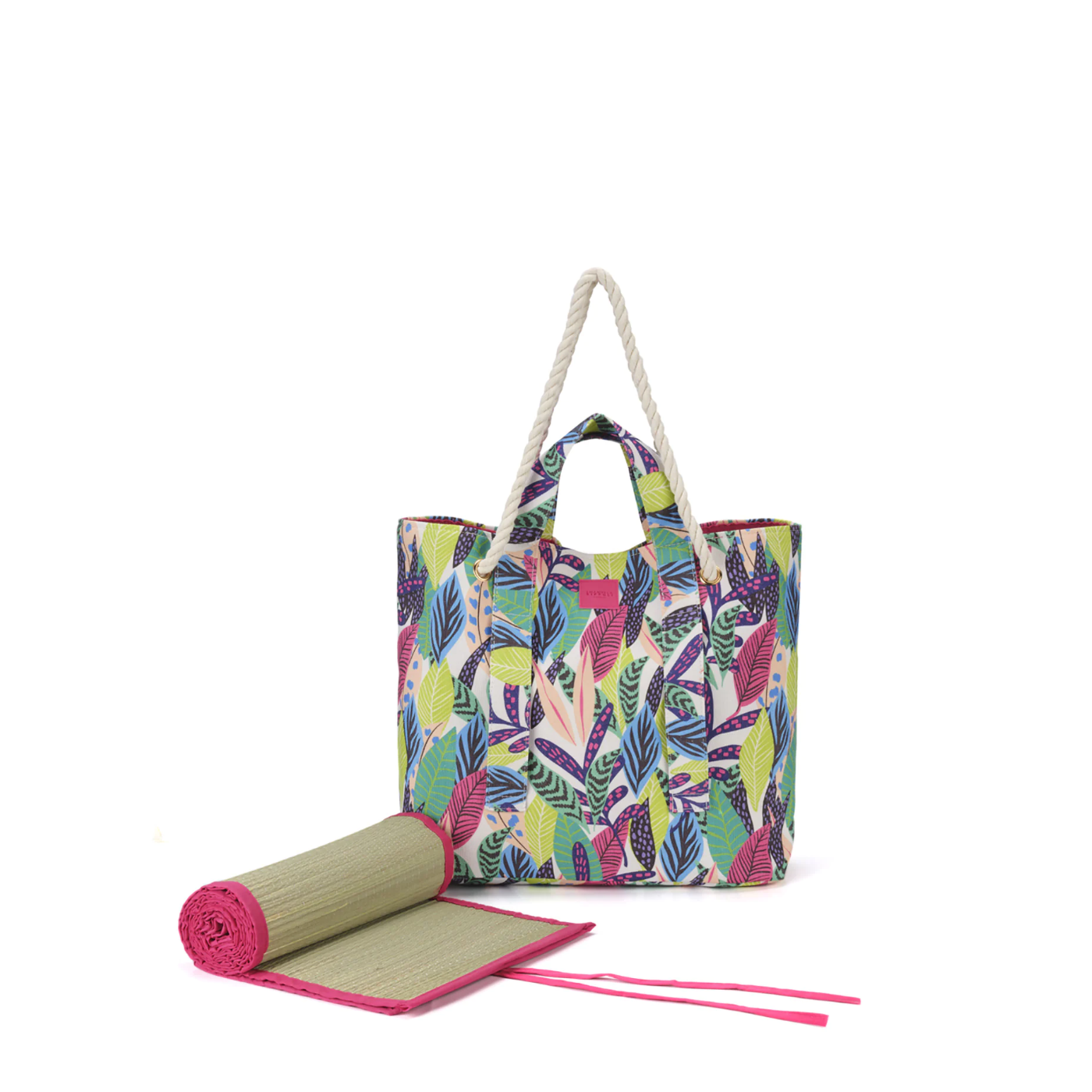 BIFFOLI BORSA TOTE TESSUTO FLOREALE +STUOIA 2COL 22030