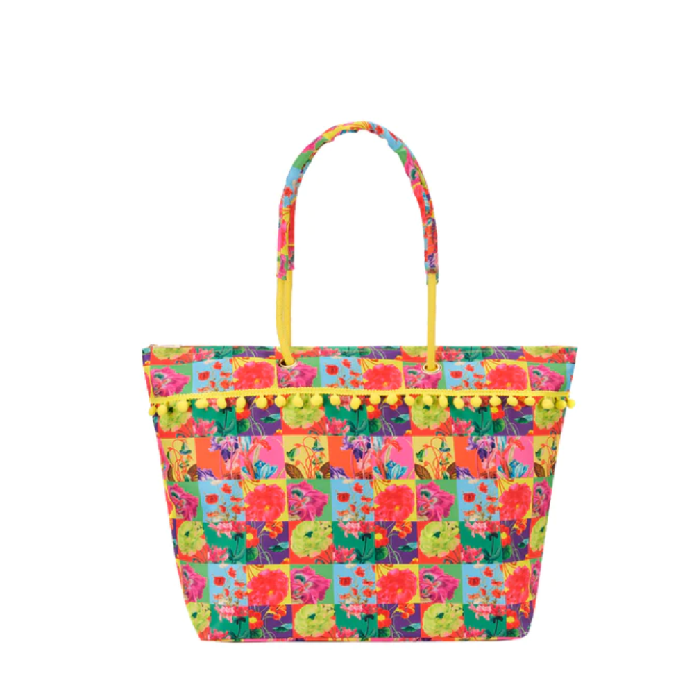 BIFFOLI BORSA TOTE TESSUTO FIORI+POM PON 2 COL. 22031