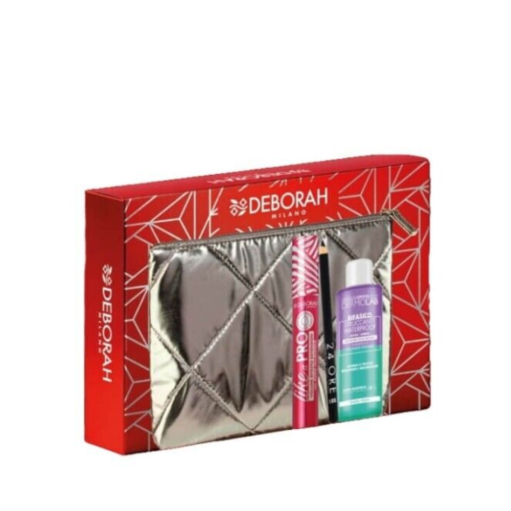 -DEBORAH KIT N.04 CONF. POCHETTE+MASCARA LIKE A PRO CON ACIDO IALURONICO+MATITA OCCHI+STRUCCANTE MDV005923