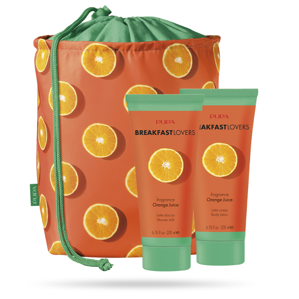 -PUPA CONFEZIONE BREAKFAST LOVERS 1 ORANGE JUICE LATTE DOCCIA+LATTE CORPO+POCHETTE