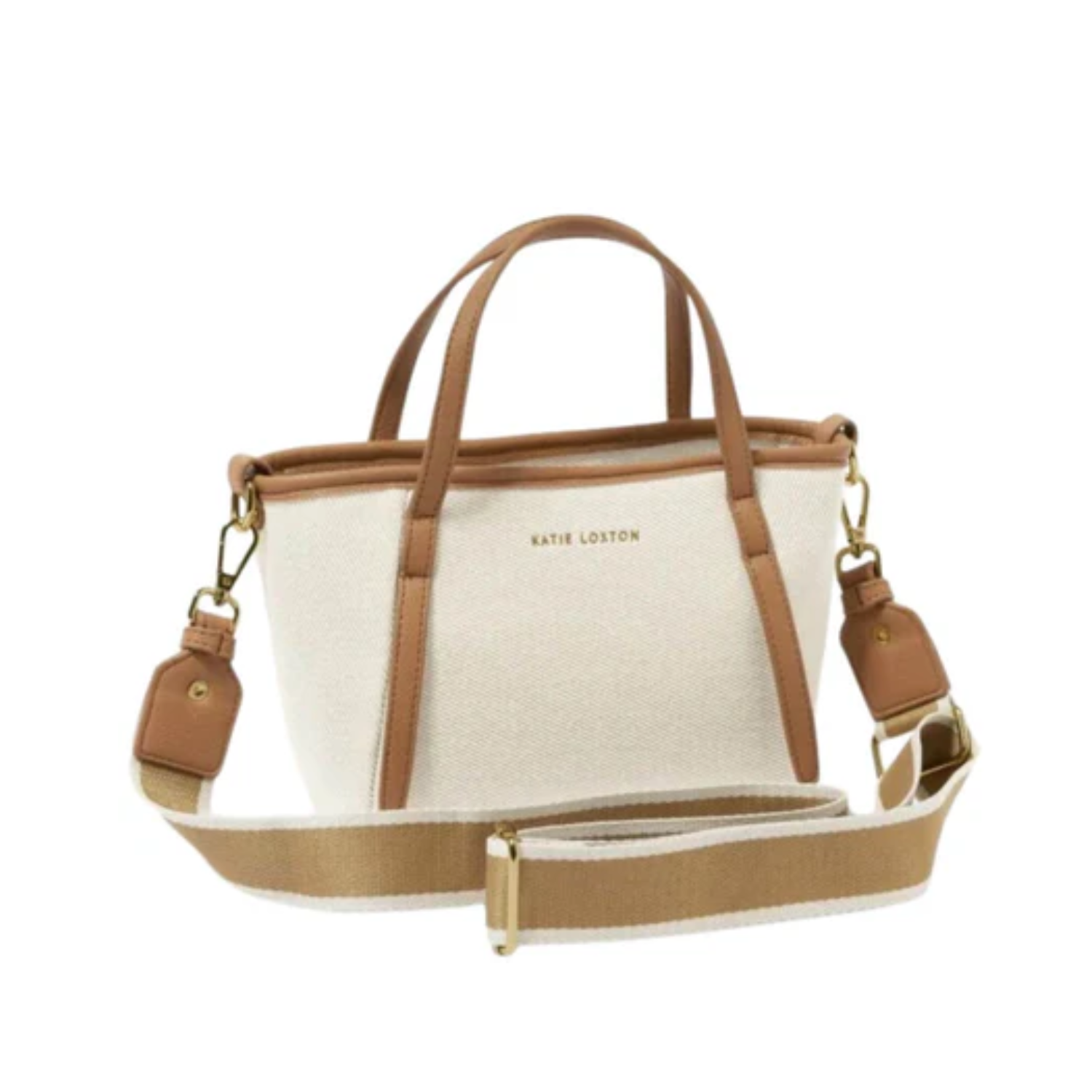 KATIE LOXTON CAPRI CANVAS MINI TOTE TAN OFF WHITE KLB3381