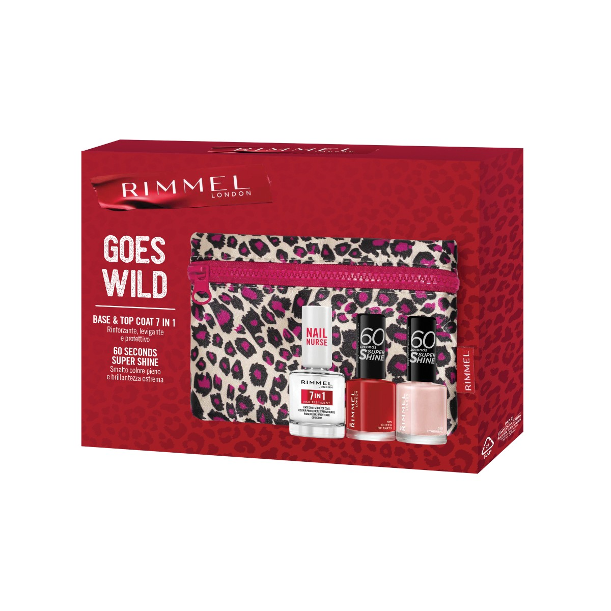 RIMMEL LONDON CONF. BASE E TOP COAT 7IN1 + 2 SMALTI 60 SECONDS SUPER SHINE + POCHETTE RLV009424