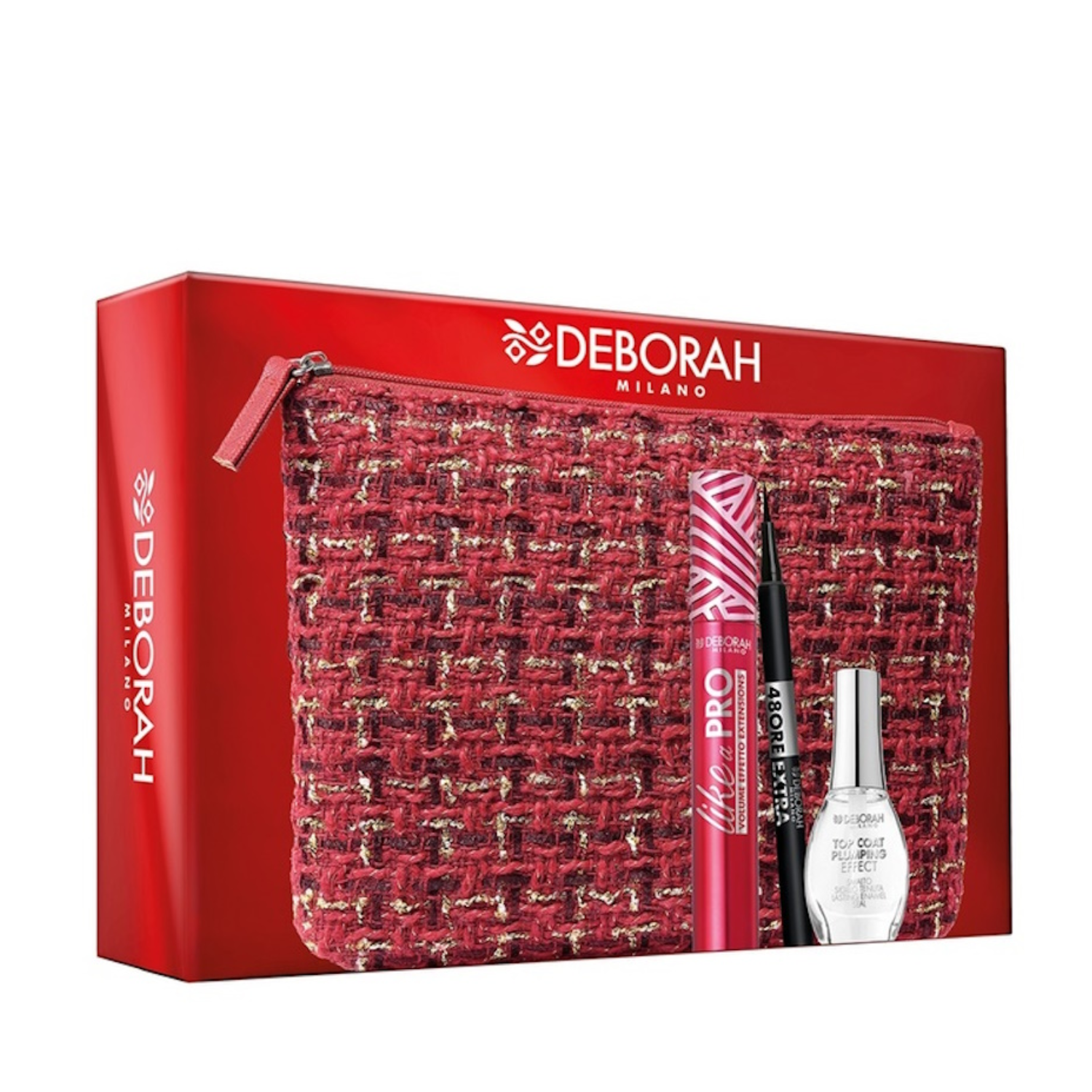 DEBORAH POCHETTE ROSSA FODERATA MASCARA+ MATITA+ STRUCCANTE