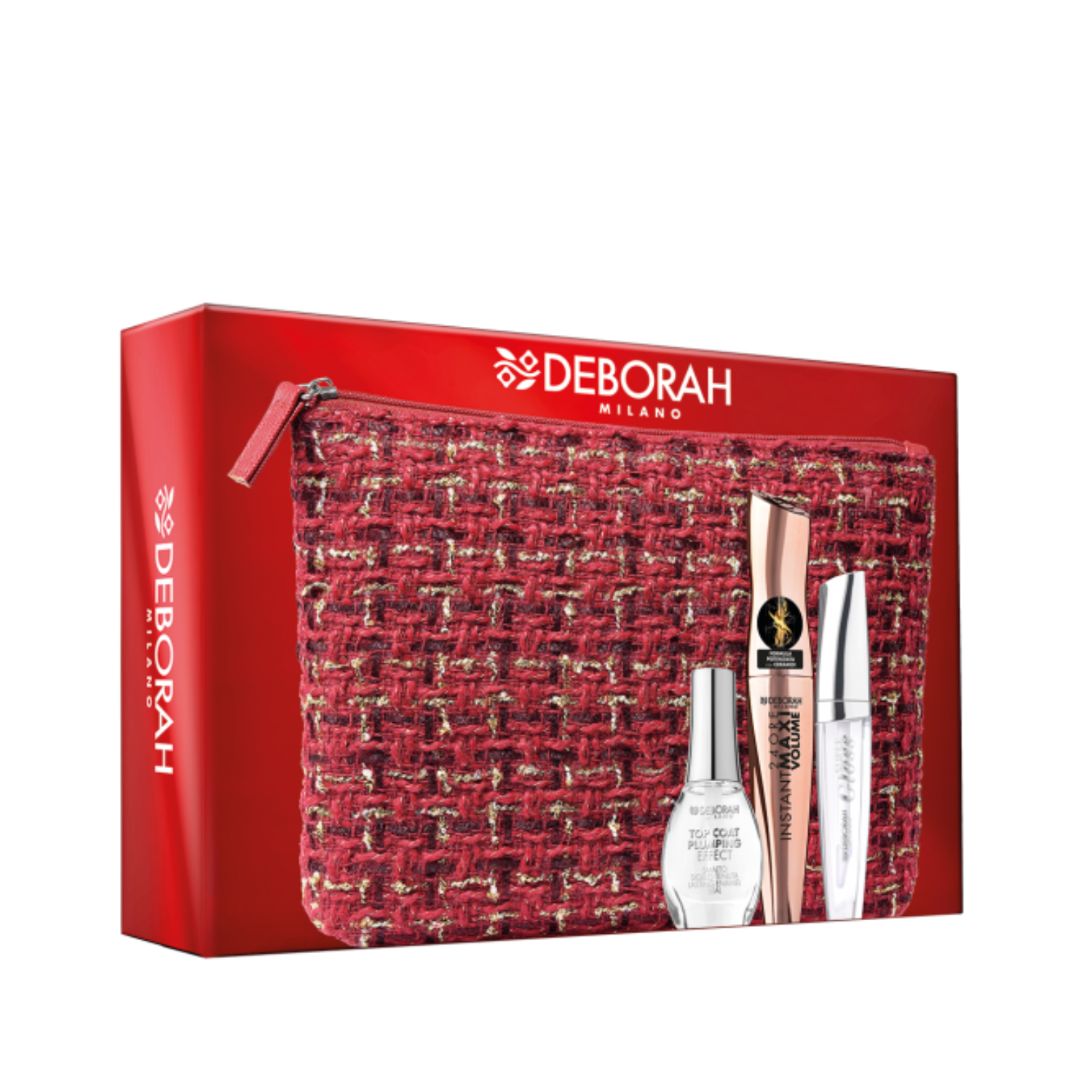 DEBORAH POCHETTE ROSSA FODERATA MASCARA+ TOP COAT + GLOSS