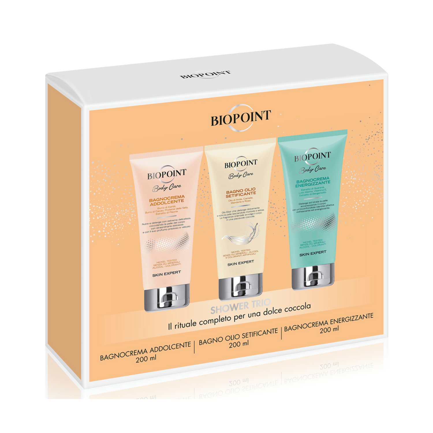 BIOPOINT BODY CARE COFANETTO BAGNOCREMA ADDOLCENTE 200 ML + BAGNOCREMA ENERGIZZANTE 200 ML + BAGNO OLIO SETIFICANTE 200 ML