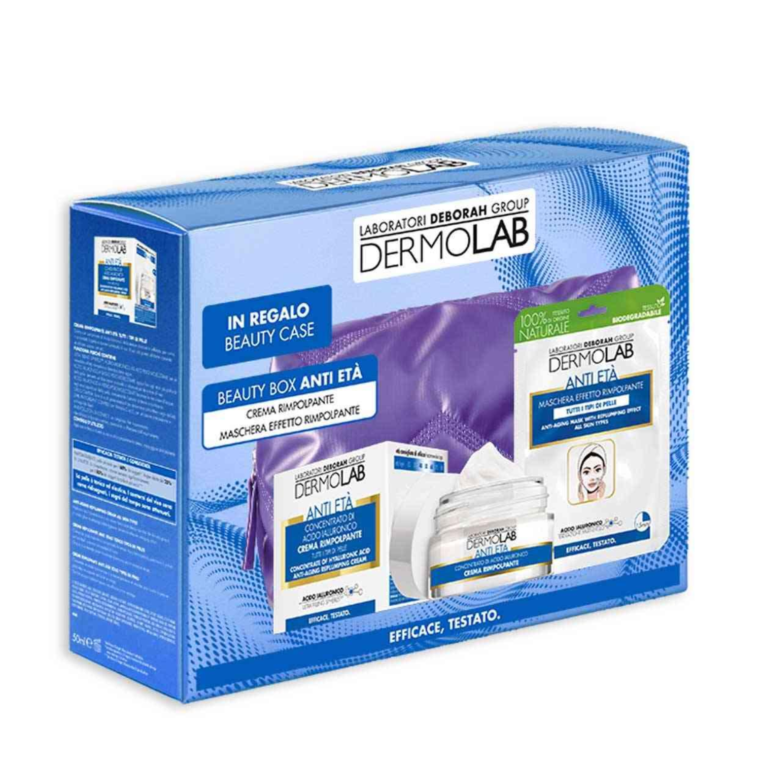 DERMOLAB BEAUTY BOX ANTI ETA' STAR CREMA RIMPOLPANTE ANTI ETA' + MASCHERA ANTI ETA' RIMPOLPANTE + POCHETTE