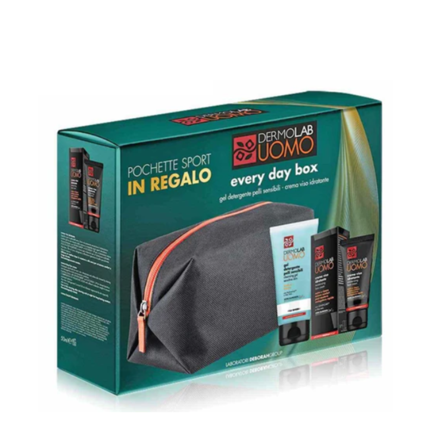DERMOLAB EVERY DAY BOX GEL DETERGENTE PELLI SENSIBILI + CREMA VISO IDRATANTE + POCHETTE