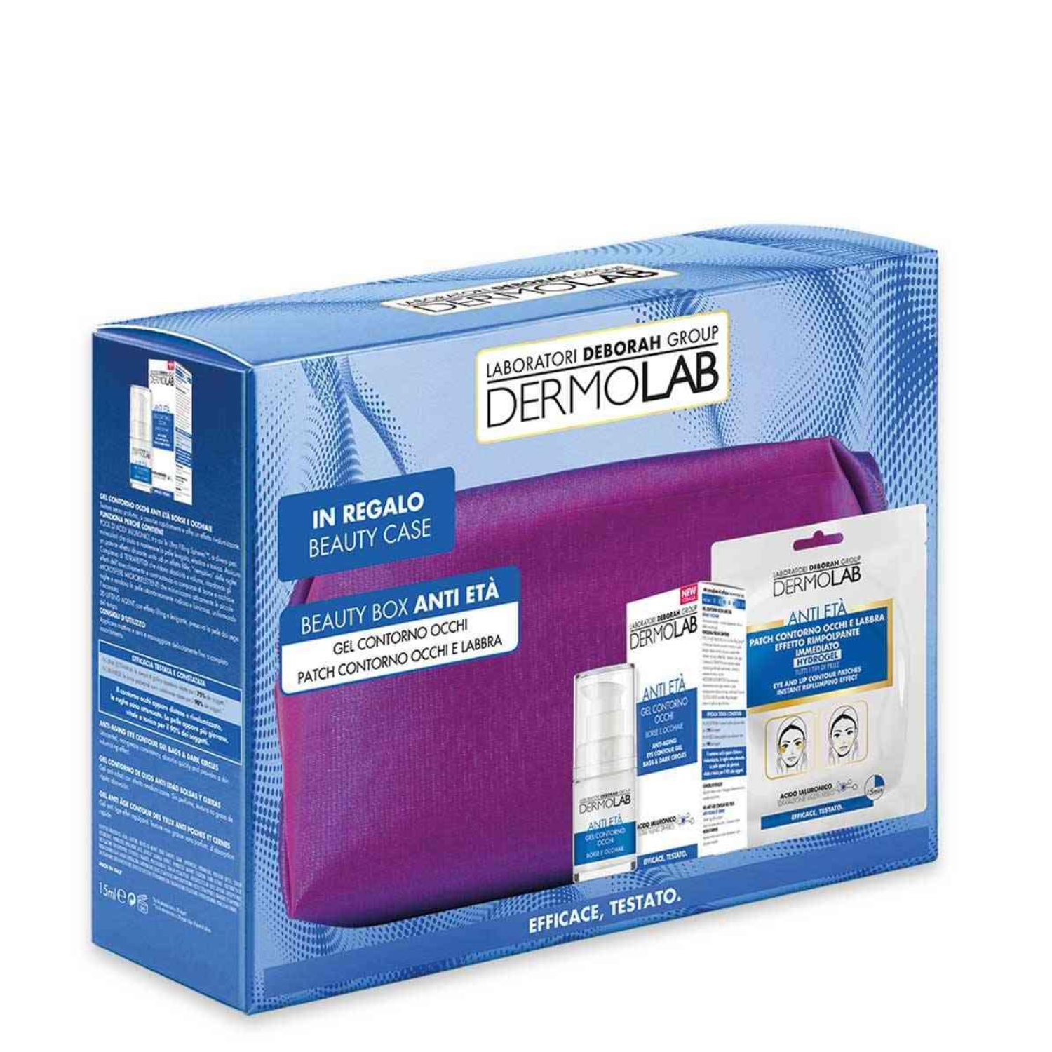 DERMOLAB BOX ANTI ETA' GEL CONTORNO OCCHI ANTI ETA' + PATCH CONTORNO OCCHI + POCHETTE