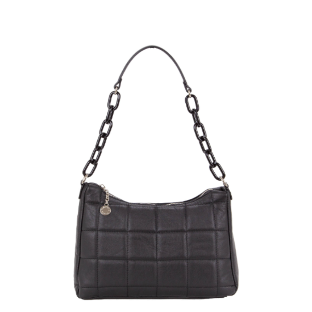 PELLETTERIA VENETA BORSA A SPALLA IN PELLE NAPPA N24471-NERO