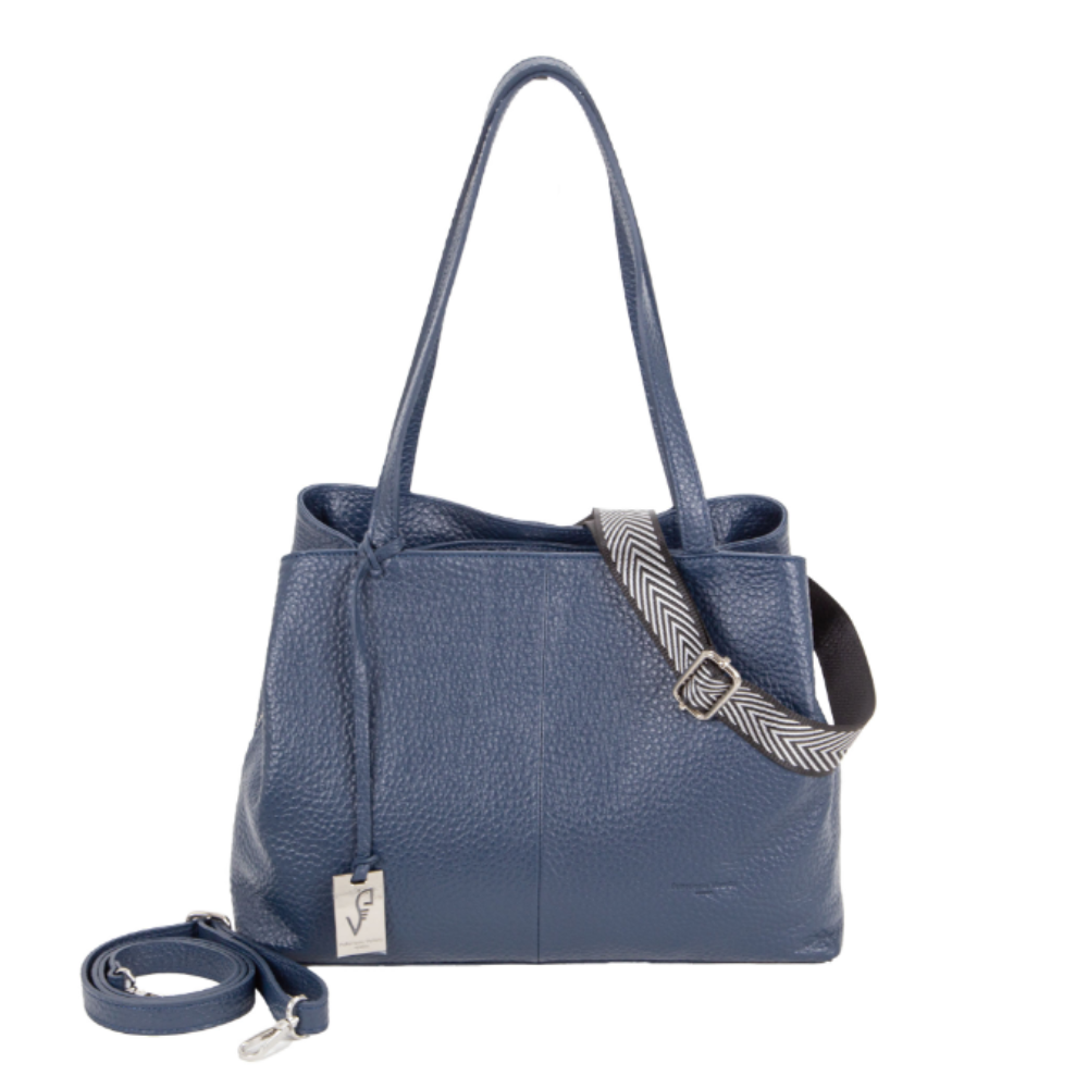 PELLETTERIA VENETA SHOPPER MEDIA IN PELLE V24477-BLU