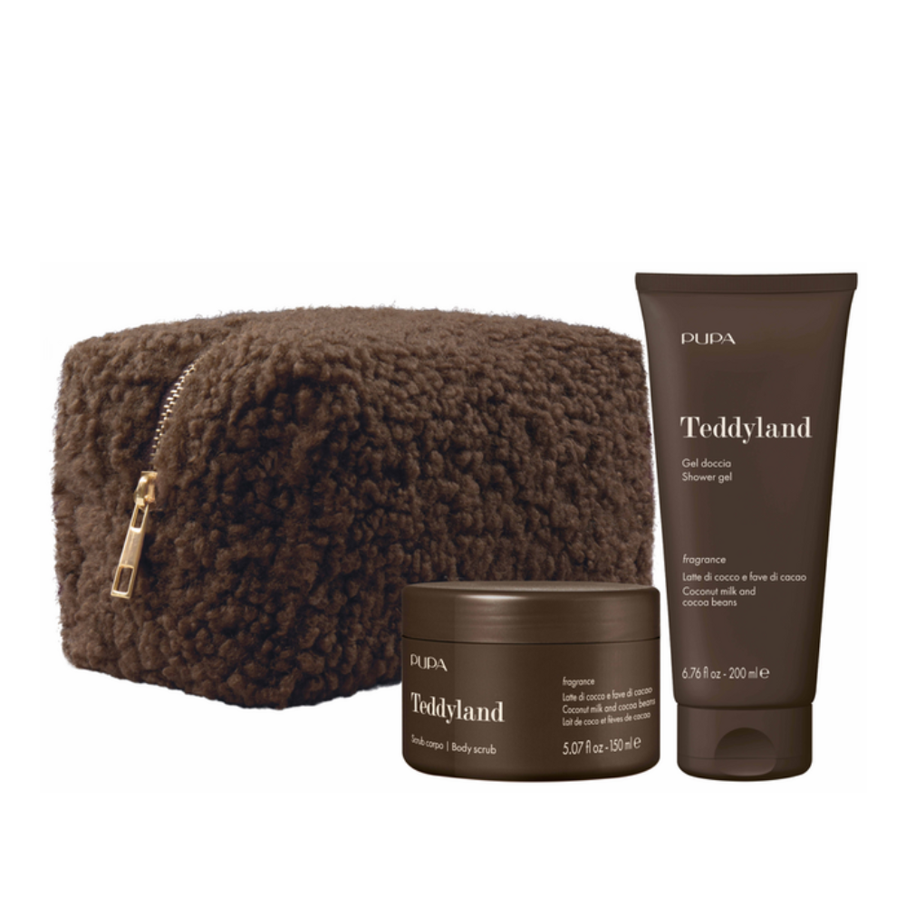 PUPA CONF. TEDDYLAND LATTE DI COCCO E FAVE DI CACAO GEL DOCCIA 200ML+SCRUB CORPO 150ML+ POCHETTE OB3S05A004