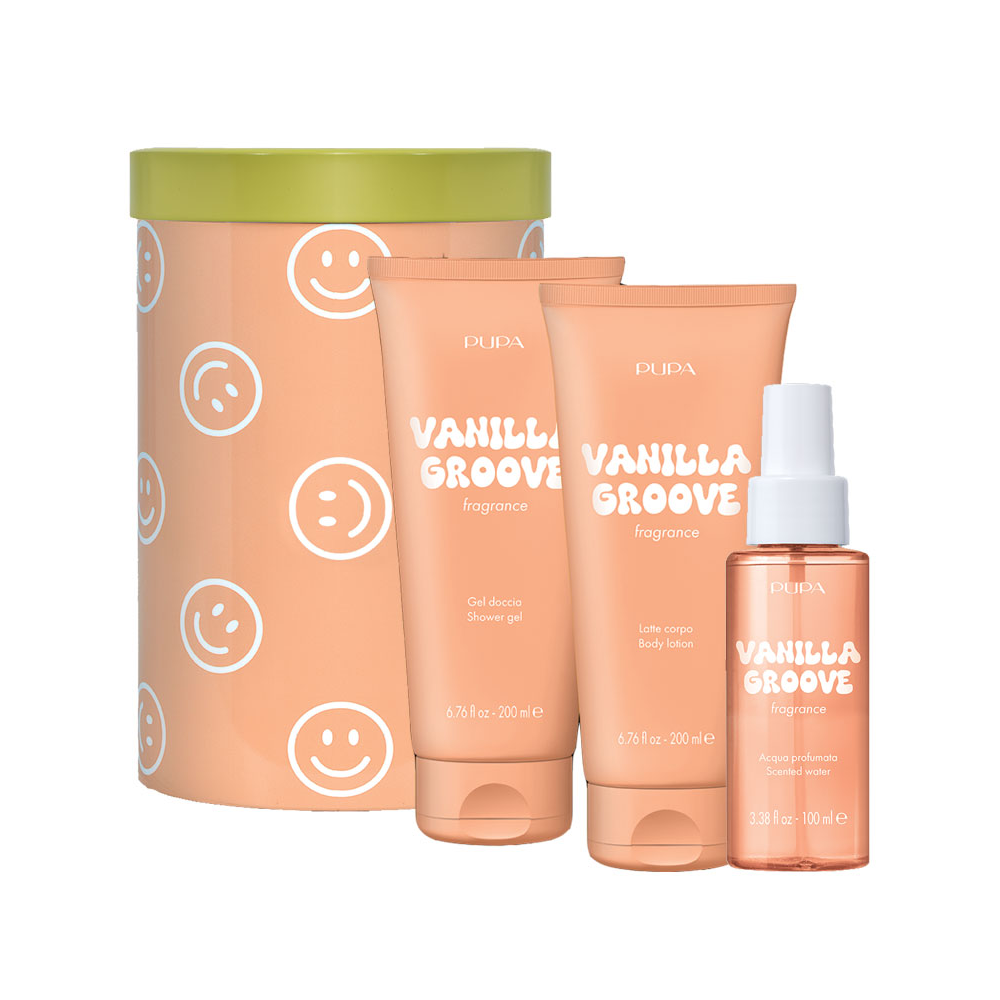 PUPA CONF. HAPPYBOX VANILLA GROOVE GEL DOCCIA 200ML+ LATTE CORPO 200ML+ ACQUA PROFUMATA 100ML OB3R07A006