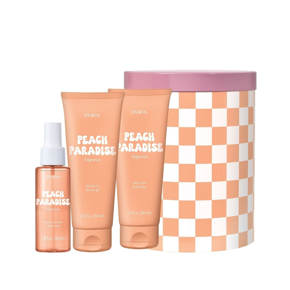PUPA CONF. HAPPYBOX PEACH PARADISE GEL DOCCIA 200ML+ LATTE CORPO 200ML+ ACQUA PROFUMATA 100ML OB3R07A0002