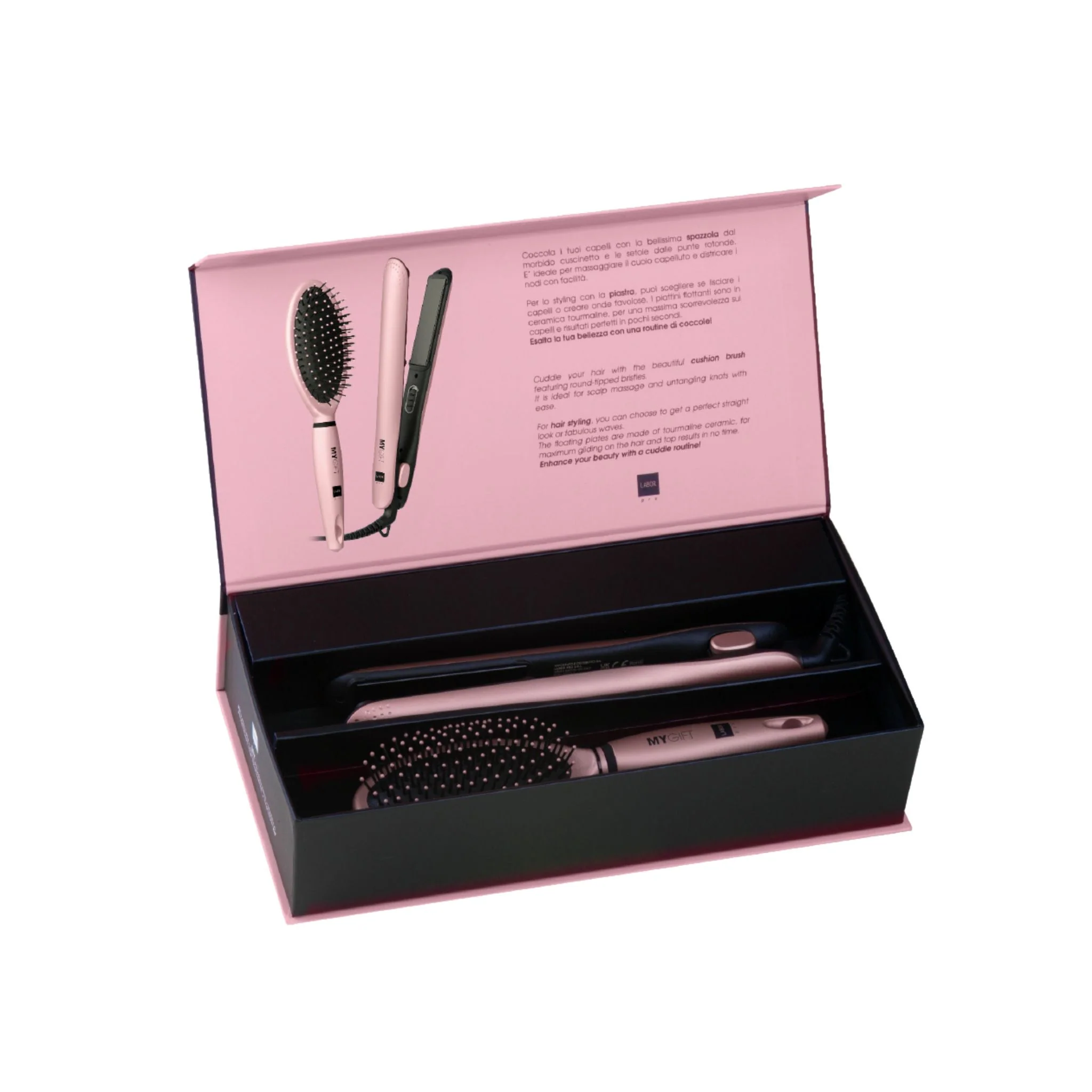 LABOR MYGIFT KIT PIASTRA PER CAPELLI PROFESSIONALE E SPAZZOLA B225