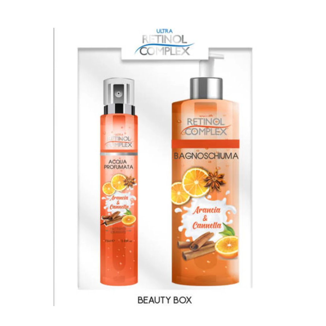 RETINOL COMPLEX BEAUTY BOX BAGNOSCHIUMA 500ML+ACQUA PROFUMATA 75ML ARANCIA E CANNELLA