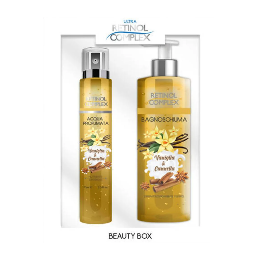 RETINOL COMPLEX BEAUTY BOX BAGNOSCHIUMA 500ML+ACQUA PROFUMATA 75ML VANIGLIA E CANNELLA